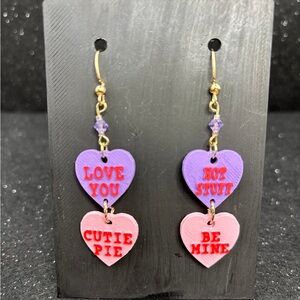 Conversation Heart Earrings in Purple & Pink